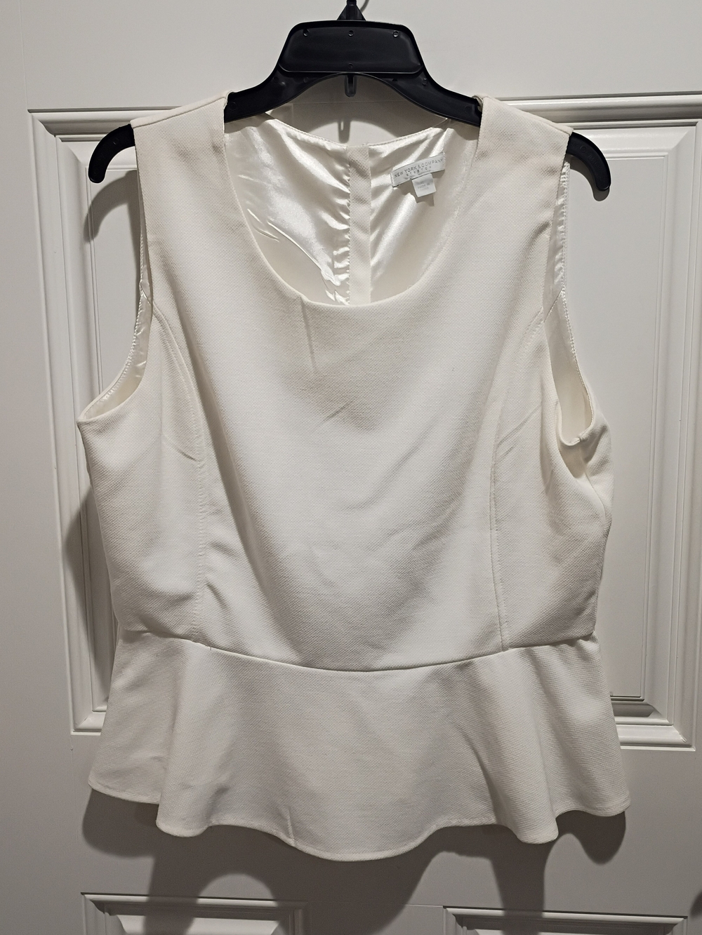 New York & Company Ivory Peplum Tank Top